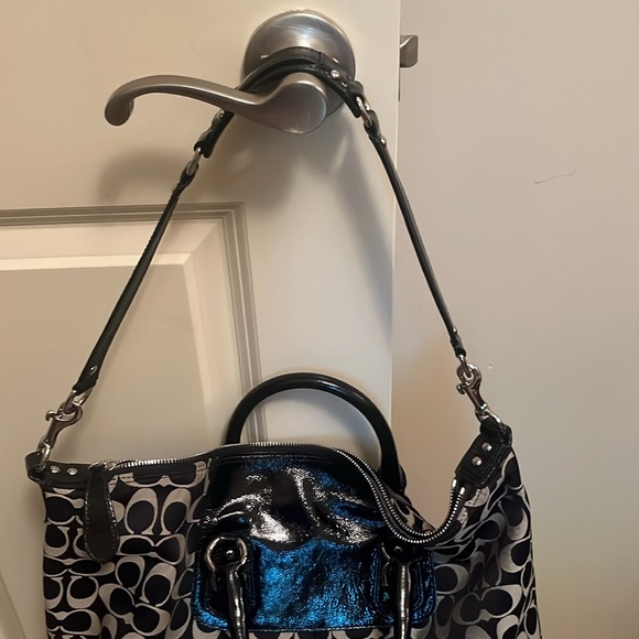 coach ashley sabrina convertible satchel black with beige signature F15443 - Picture 5 of 6